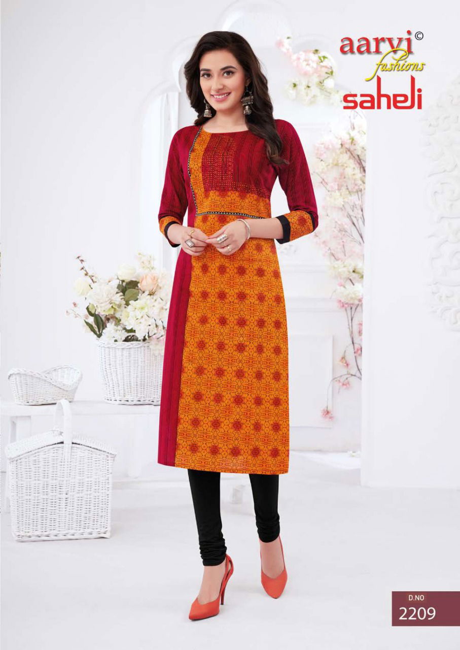 Aarvi Fashion Saheli 12 Casual Wear Cotton Printed Kurti Collection